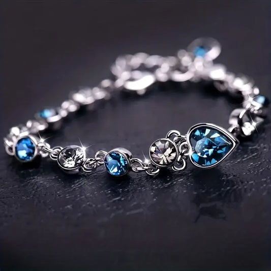 Ocean Herz Glow Armband | Weiß Gold