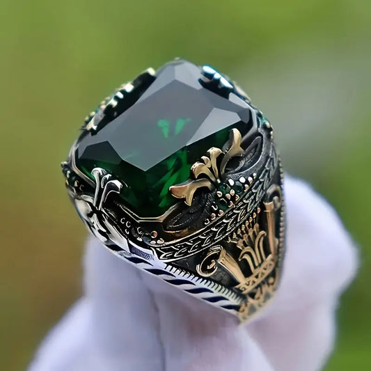 Silber Smaragd Vintage Ring