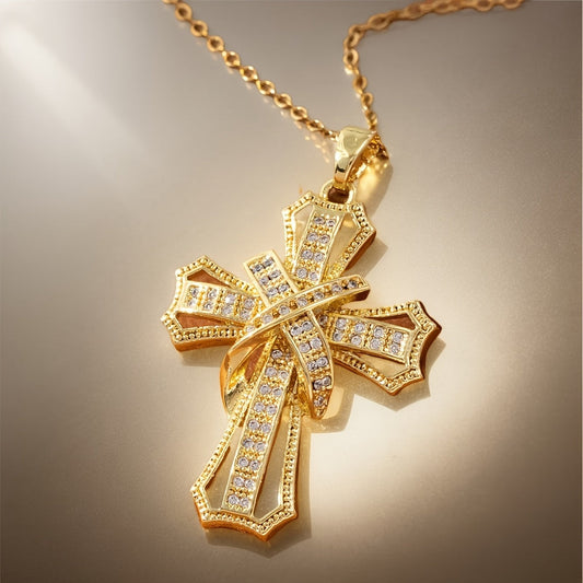 Radiant Cross Pendant Halskette | Gold