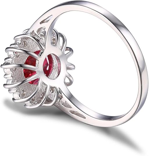 Classic Rubin Halo Ring | Weiß Gold