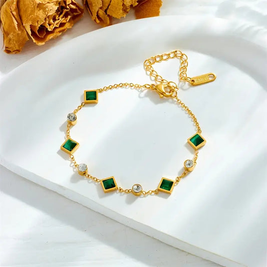 Gold Smaragd Station Armband