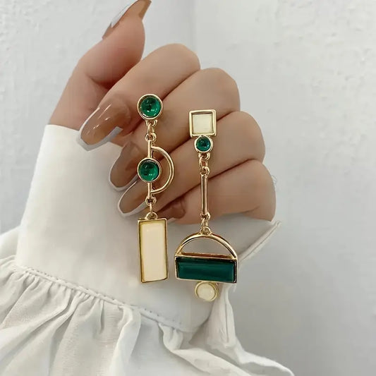Gold Smaragd Geometric Ohrhänger