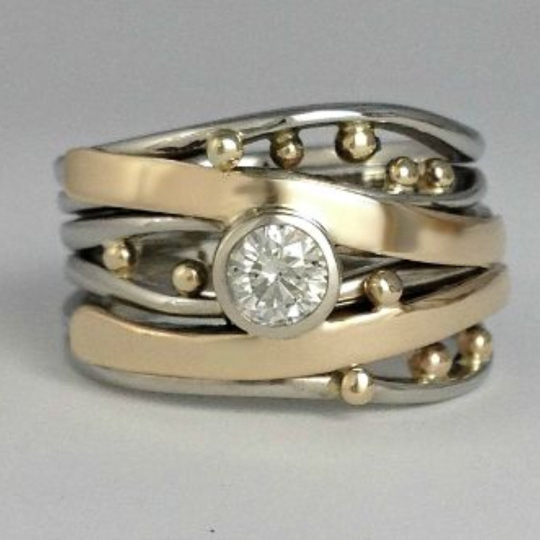 Silber and Gold Bezel Wrap Ring