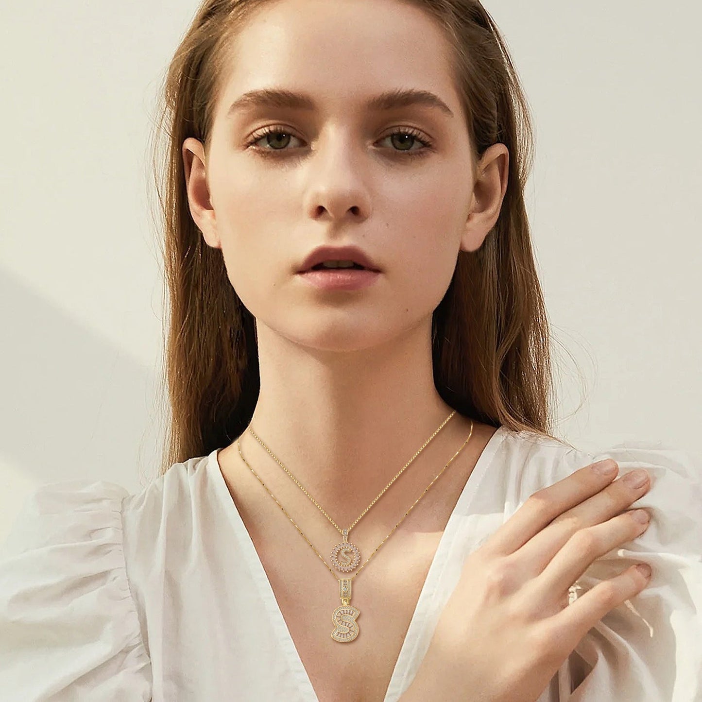 Pave letter initial halsketten-set | Gold