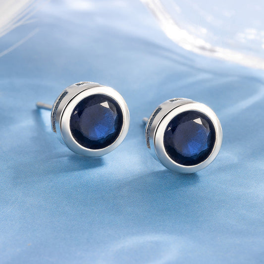 Saphir Bezel Ohrstecker | Weiß Gold