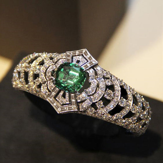 Smaragd Art Deco Ring | Weiß Gold