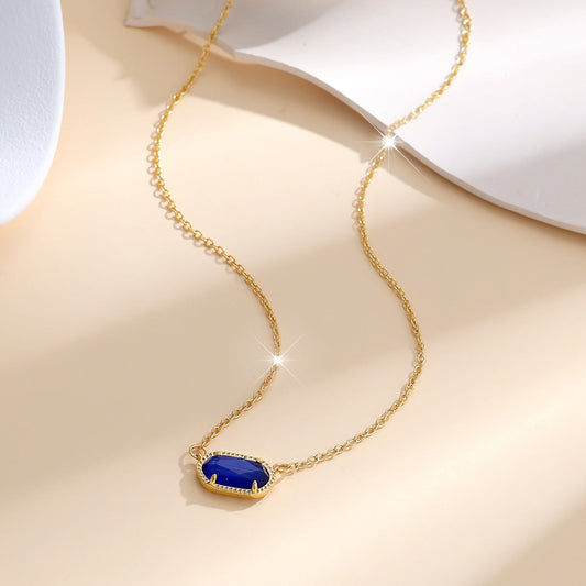 Classic Oval Saphir Halskette | Gold