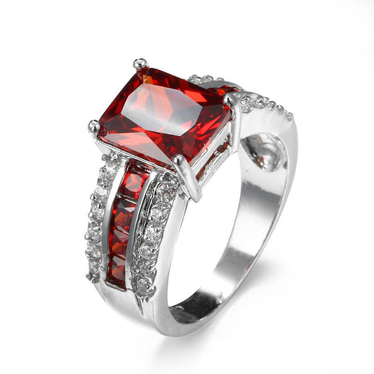 Silber Rubin Split-Shank Ring