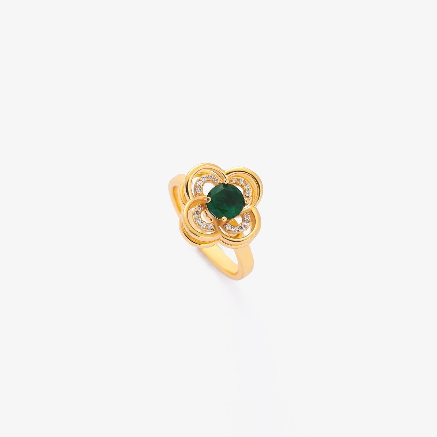 Clover Halo Smaragd Spinning Ring | Gold