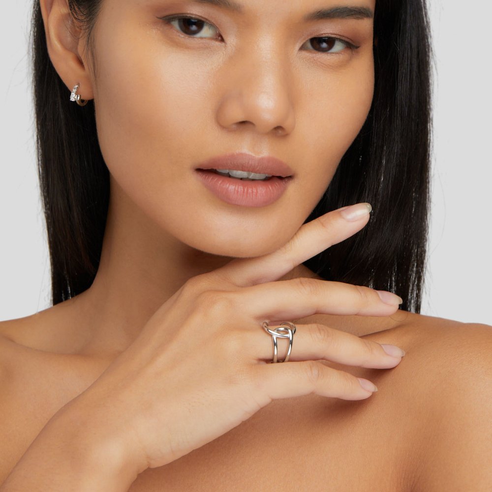 Silber Interlocking Open Ring