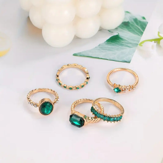 Zarina Exquisite Smaragd Ring-Set | Gold