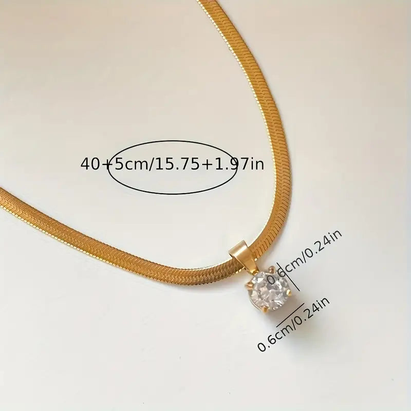 Elegant Rhinestone Pendant Halskette | Gold