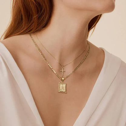 Cross Initial Halsketten-Set | Gold