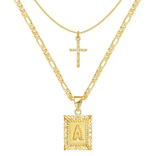 Cross Initial Halsketten-Set | Gold