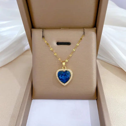 Gold Saphir Herz Halskette
