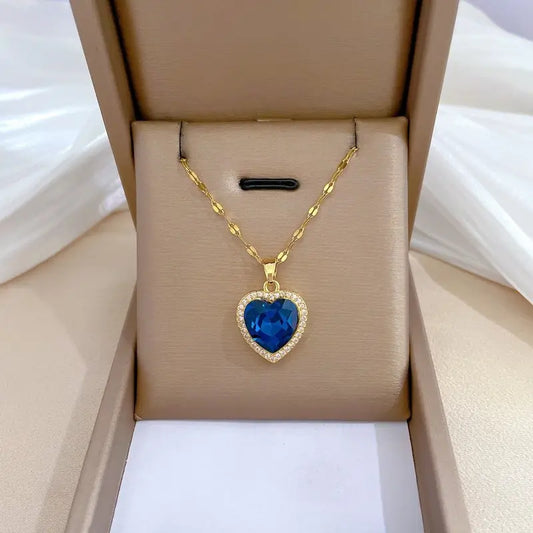 Gold Saphir Herz Halskette
