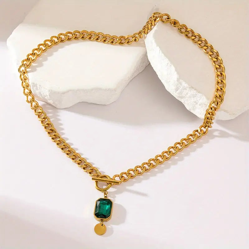 Gold Smaragd Chain Halskette