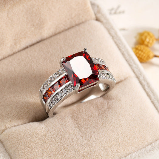 Silber Rubin Split-Shank Ring