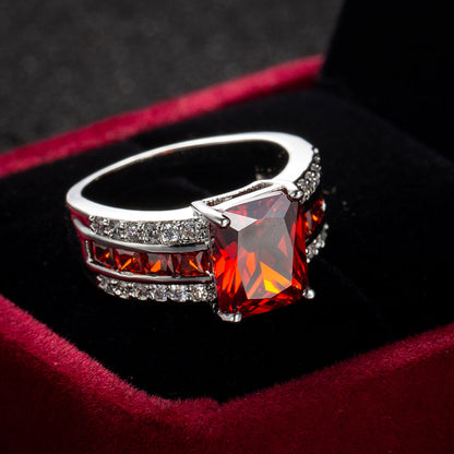 Silber Rubin Split-Shank Ring