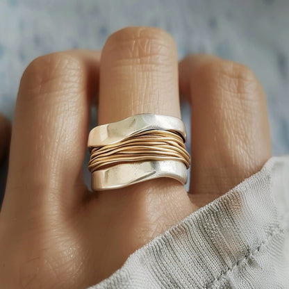 Silber Golden Threads Ring
