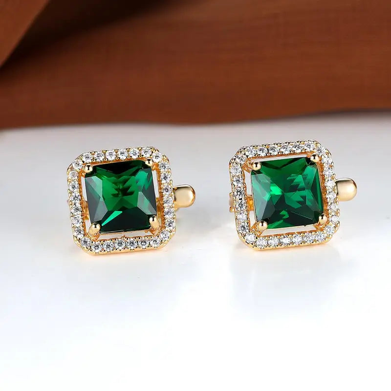 Golden Green Square Zirconia Ohrringe | Gold