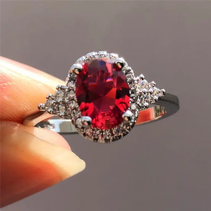 Silber Rubin Halo Ring