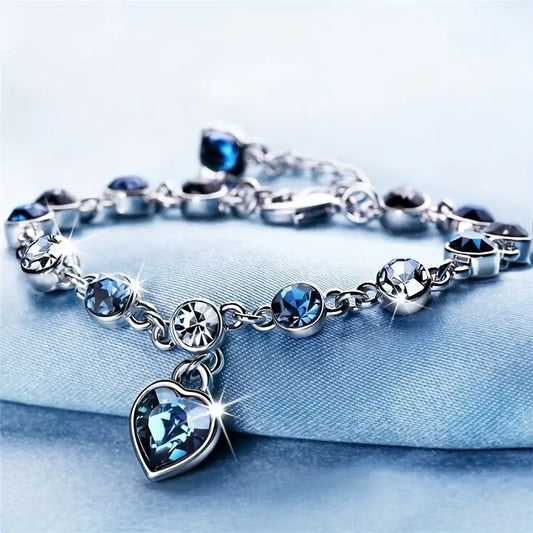 Ocean Herz Glow Armband | Weiß Gold