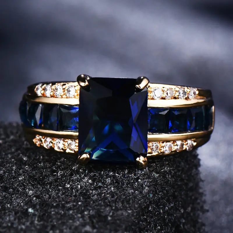 Gold Saphir Square-Cut Ring