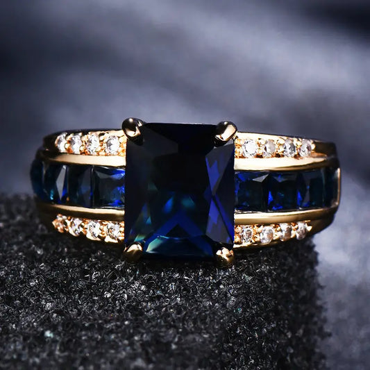 Gold Saphir Square-Cut Ring