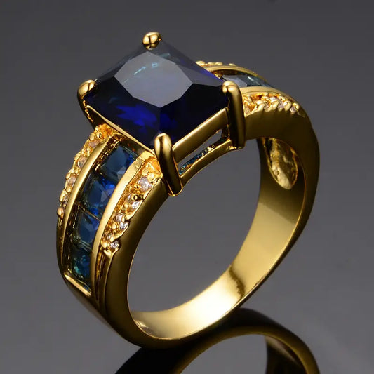 Gold Saphir Square-Cut Ring