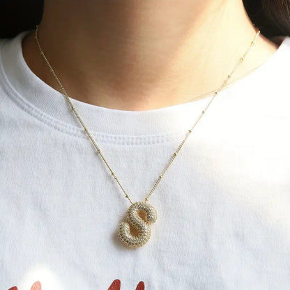 Bubble letter initial halsketten-set | Gold