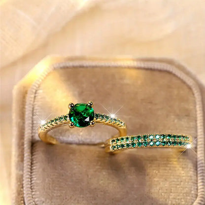 Serena Smaragd Duo Ring-Set | Gold