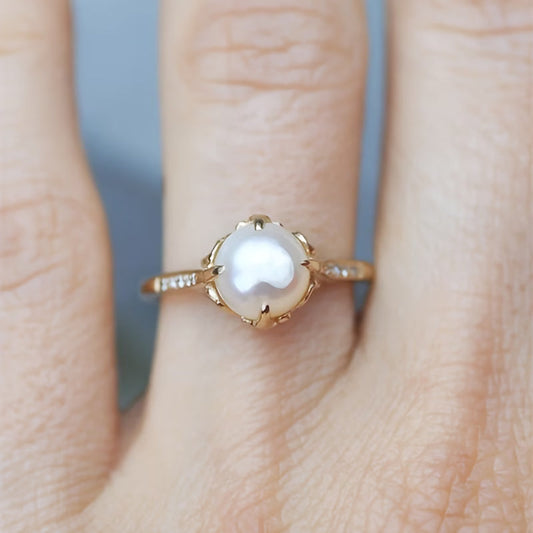 Delicate Perle & Kristall Ring