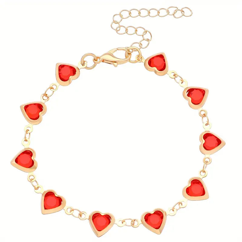 Gold Rubin Herz Chain Armband