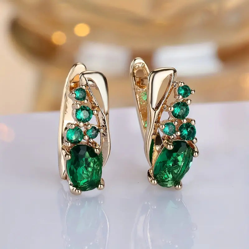 Gold Smaragd Cluster Ohrhänger