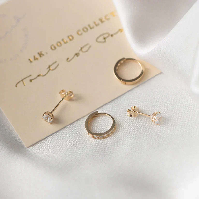 Dara Brillane Stein Ohrringe Set | Gold