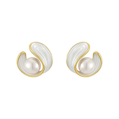 Gold Swirl Perle Ohrstecker