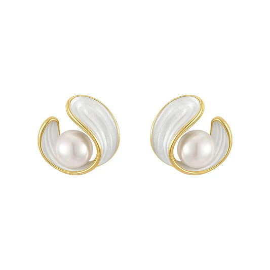 Gold Swirl Perle Ohrstecker
