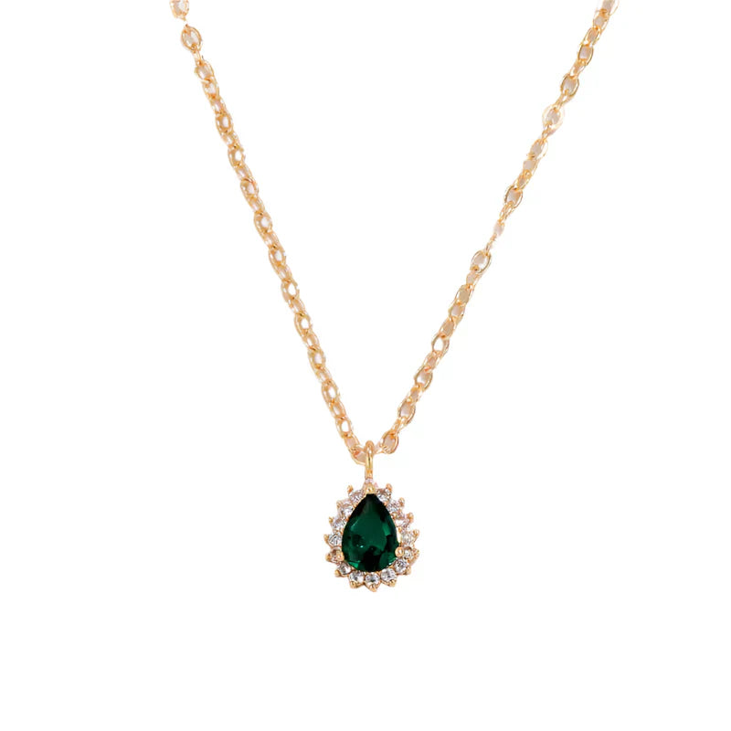 Gold Smaragd Teardrop Halskette