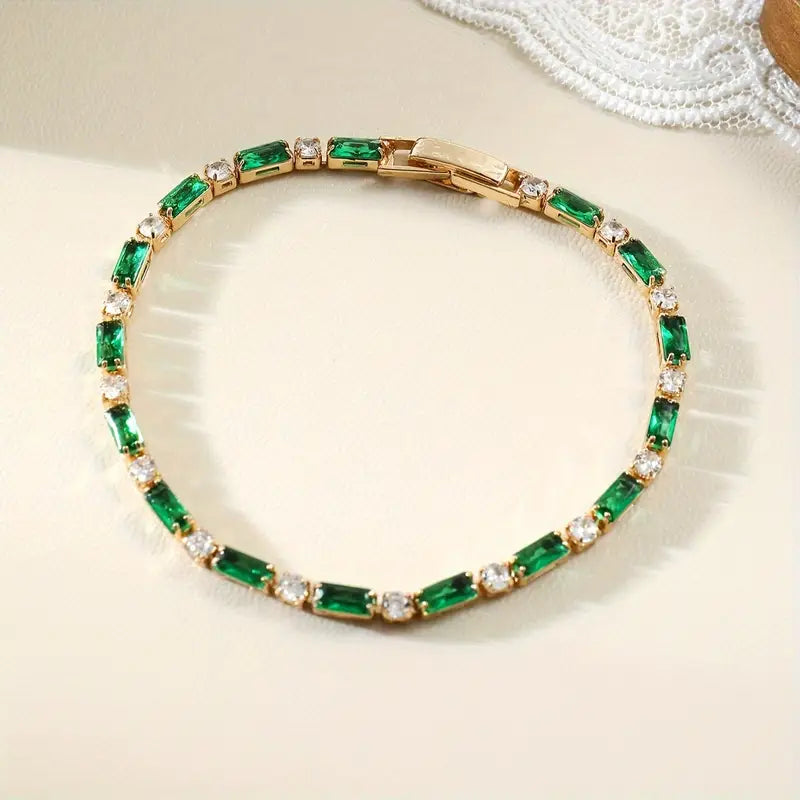 Gold Smaragd Alternating Tennisarmband