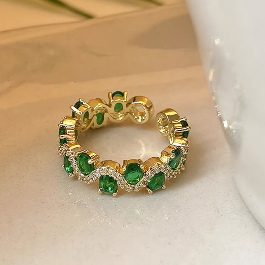 Calira Sparkling Smaragd Open Ring | Gold