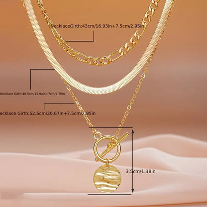 Savira Textured Coin Layered Halskette | Gold