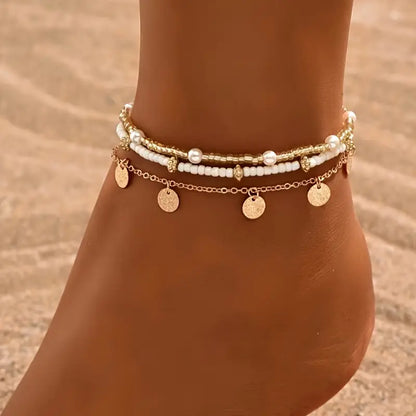 Coastal Anhänger 3-Piece Layered Anklet Set | Gold