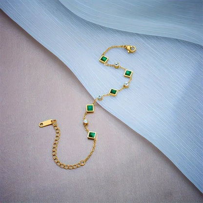 Gold Smaragd Station Armband
