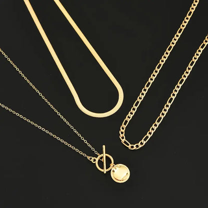 Savira Textured Coin Layered Halskette | Gold