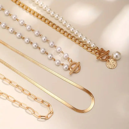 Modern Perle Layered Halsketten-Set