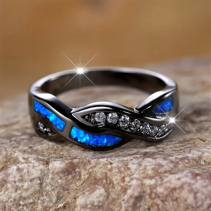 Silber Twisted Inlay Ring