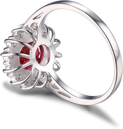 Classic Rubin Halo Ring | Weiß Gold