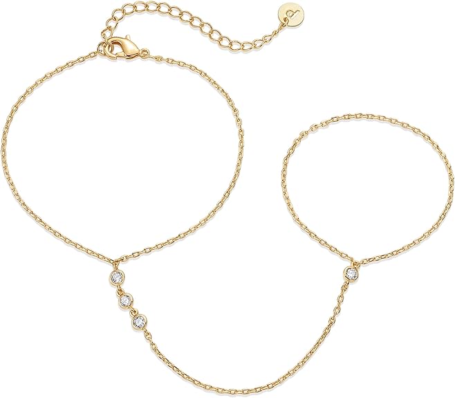 Beaded Handchain Armband | Gold
