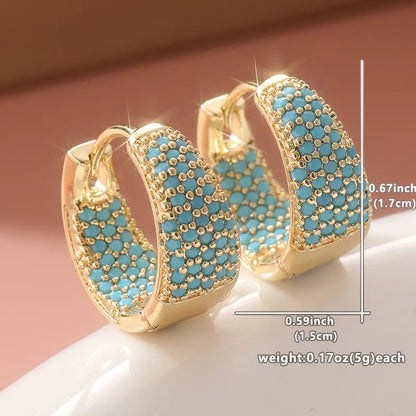 Golden-Tone Türkis Beaded Creolen | Gold